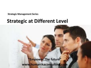 Strategic Management Series  Strategic at Different Level “Empower The future” www.humanikaconsulting.com 