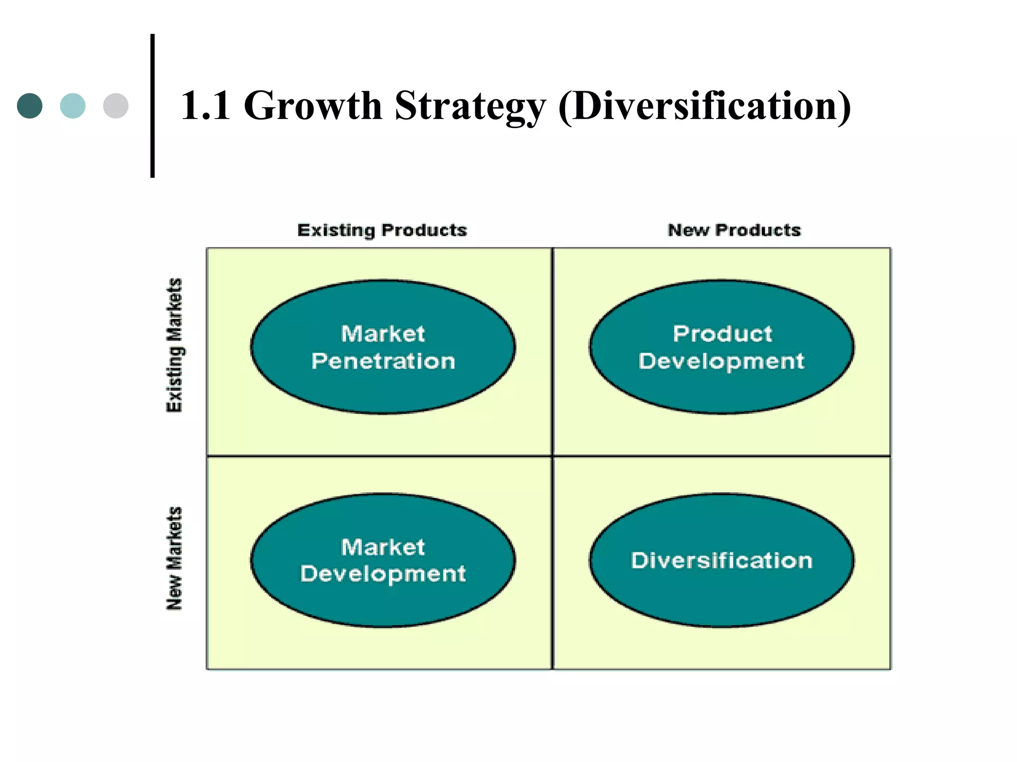 1.1 Growth Strategy (Diversification)
 