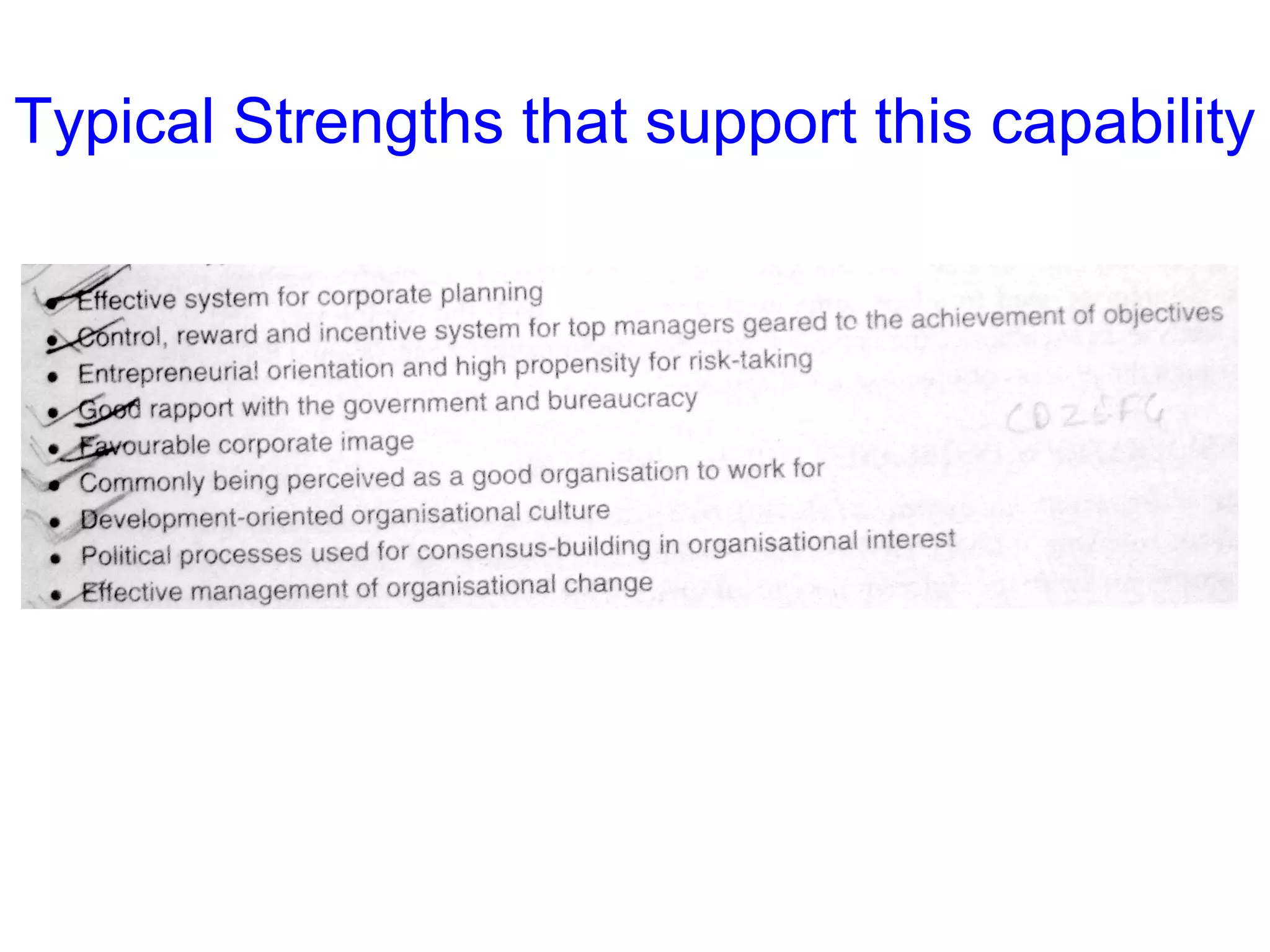 Typical Strengths that support this capability

 