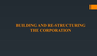 BUILDING AND RE-STRUCTURING
THE CORPORATION
 