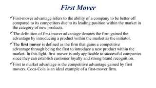 First Mover Position Strategic Intent, strategic management, strategy, mission and visions ...