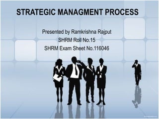 STRATEGIC MANAGMENT PROCESS
Presented by Ramkrishna Rajput
SHRM Roll No.15
SHRM Exam Sheet No.116046
 