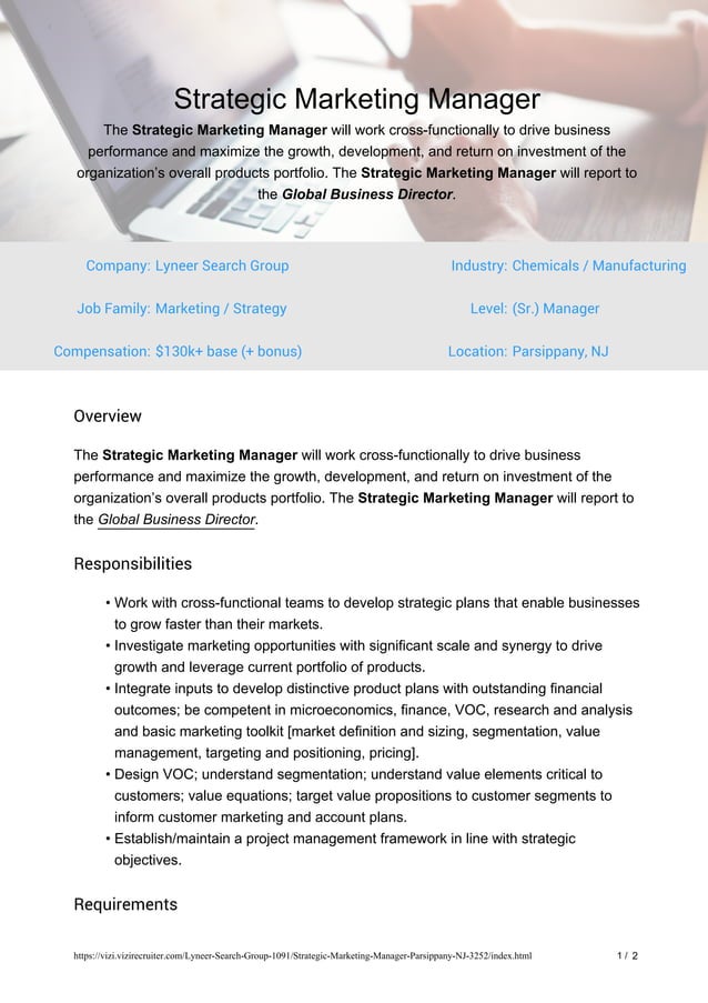 Photo inspiration: Gallery Detail: Strategic Marketing Manager Pdf Business Administration
