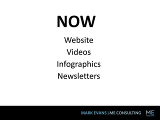 Website
Videos
Infographics
Newsletters
NOW
 