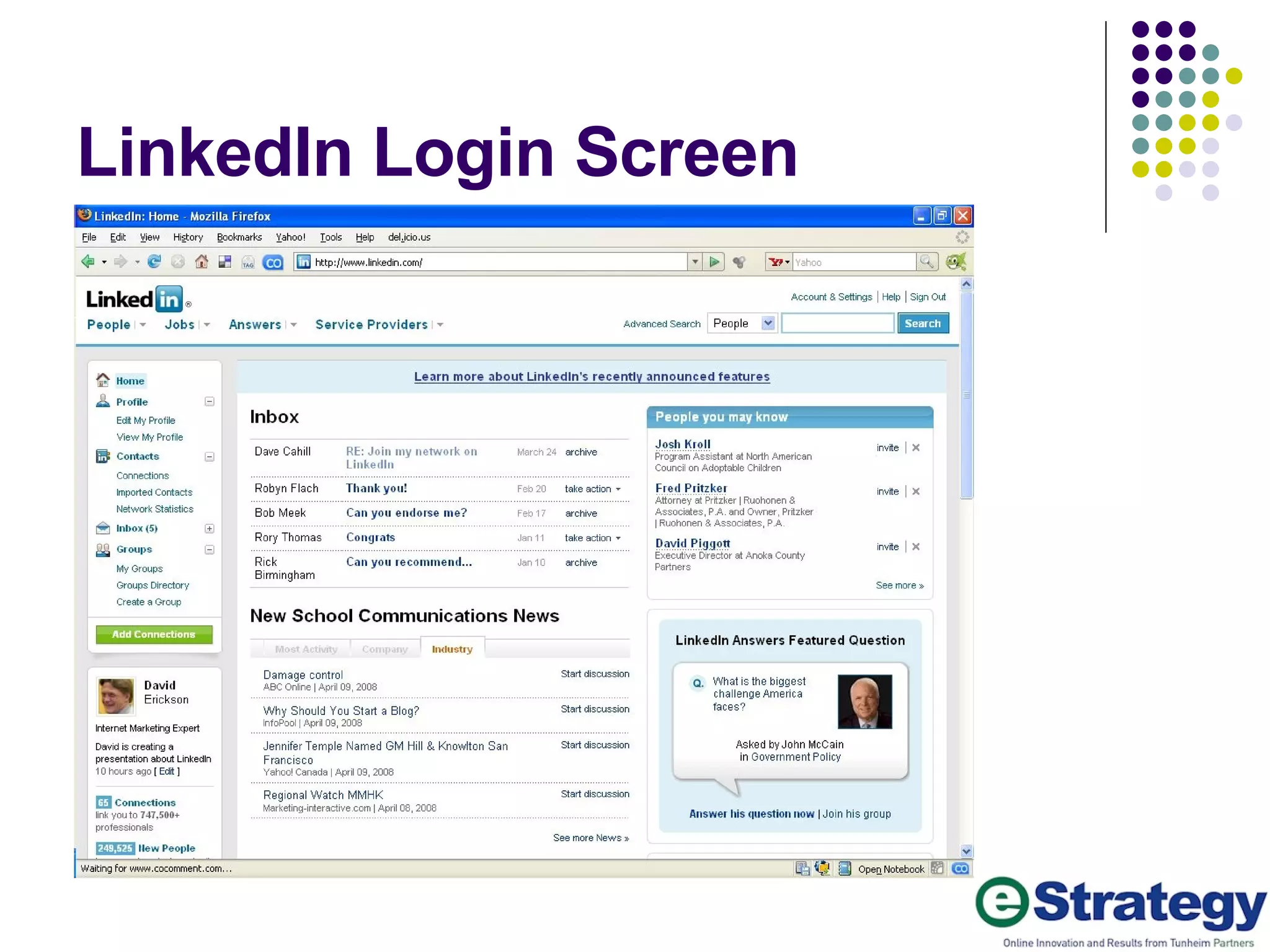 LinkedIn Login Screen 