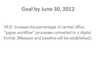 Goal by June 30, 2012
 