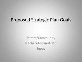 Proposed Strategic Plan Goals Parent/Community Teacher/Administrator  Input 