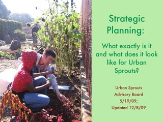 Strategic Planning:   What exactly is it and what does it look like for Urban Sprouts? ,[object Object],[object Object],[object Object],[object Object]