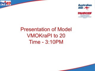 Presentation of Model
VMOKraPI to 20
Time - 3:10PM
 