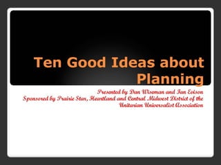 Strategic planning  - ready for fall 2009