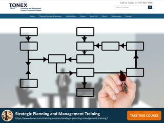 TAKE THIS COURSEStrategic Planning and Management Training
https://www.tonex.com/training-courses/strategic-planning-management-training/
 