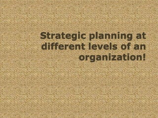 Strategic planning at
different levels of an
organization!
 