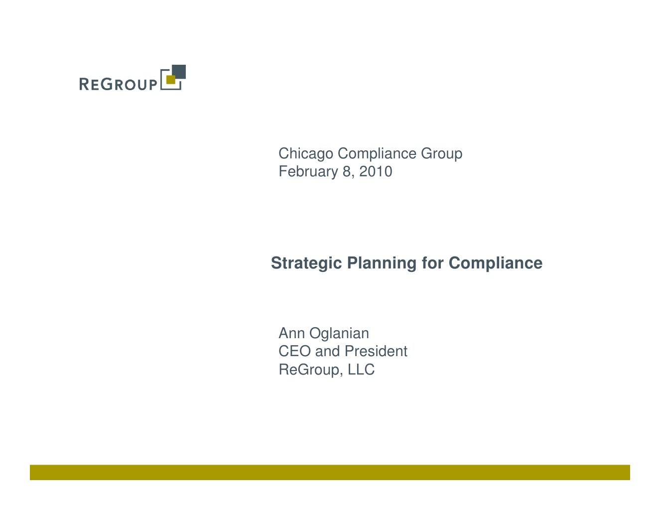 Strategic Planning For Compliance