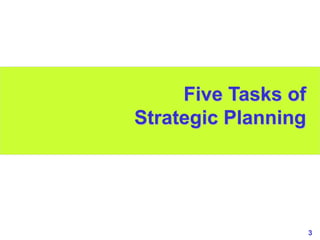 3
www.studyMarketing.org
Five Tasks of
Strategic Planning
 