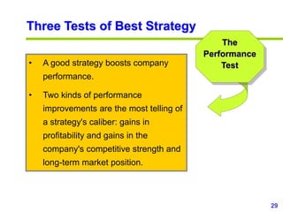 29
www.studyMarketing.org
• A good strategy boosts company
performance.
• Two kinds of performance
improvements are the mo...