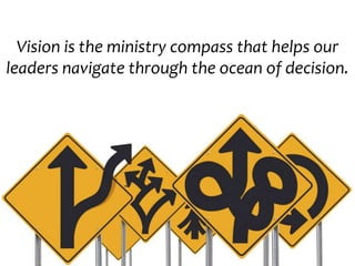 Vision is the ministry compass that helps our
leaders navigate through the ocean of decision.
 