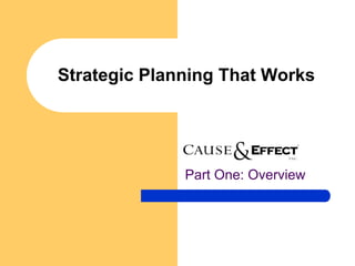 Strategic Planning That Works




              Part One: Overview
 