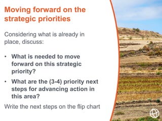 Considering what is already in
place, discuss:
• What is needed to move
forward on this strategic
priority?
• What are the...