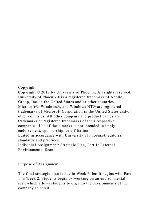 Strategic Plan, Part 1 External Environmental Scan Grading Guide.docx