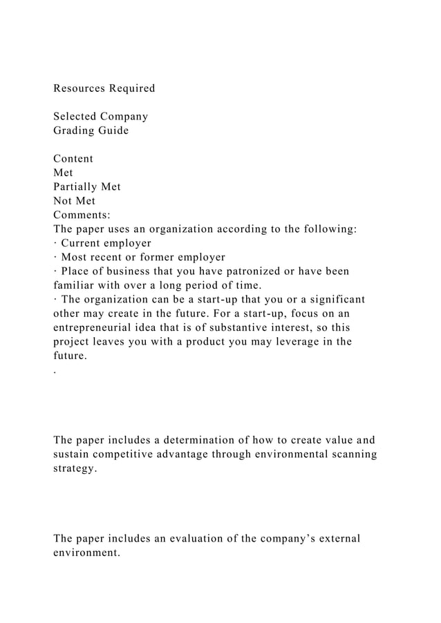 Strategic Plan, Part 1 External Environmental Scan Grading Guide.docx