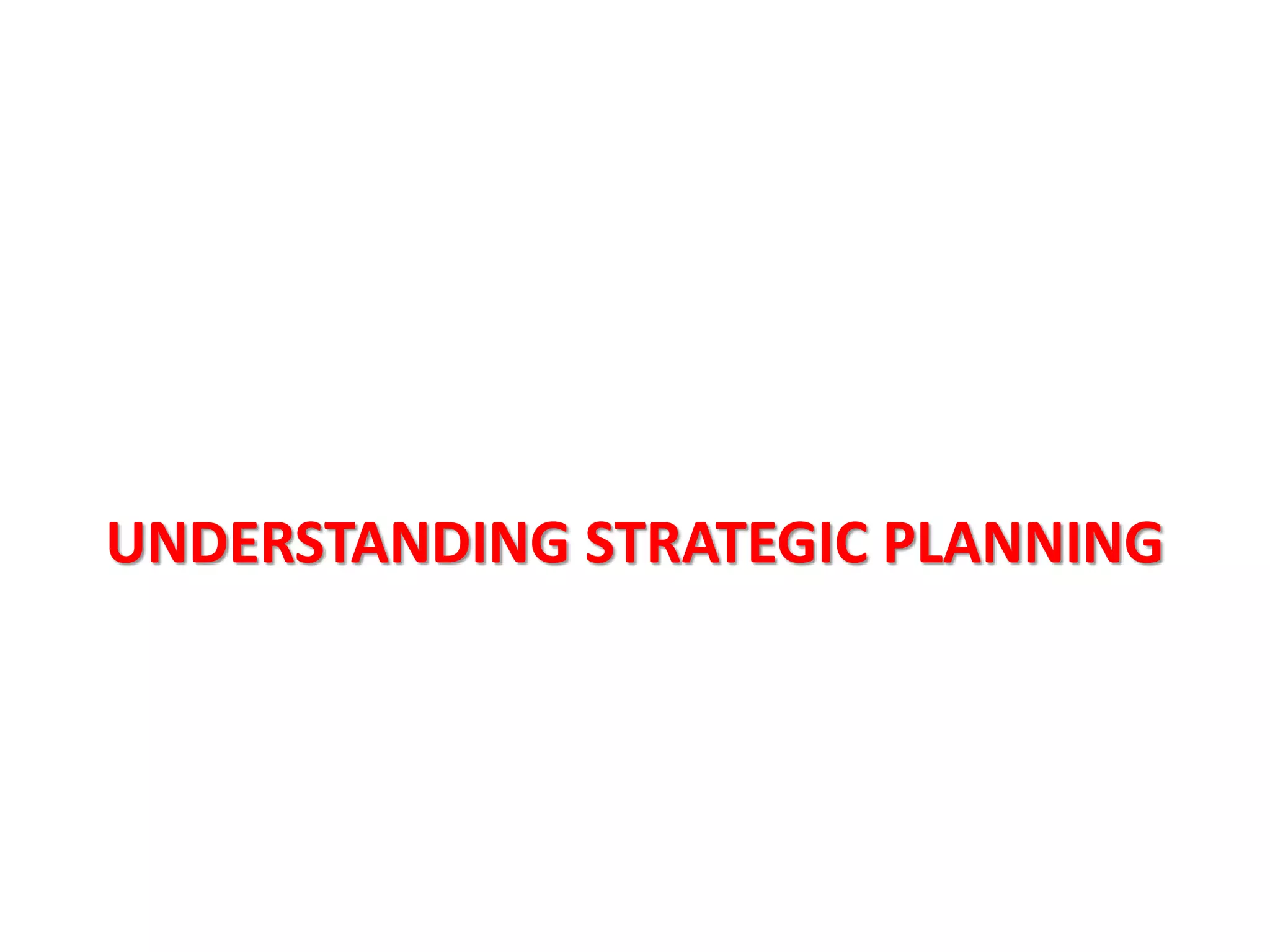 STRATEGIC PLANNING: SETTING VISION, MISSION, OBJECTIVES, GOALS AND CORE ...