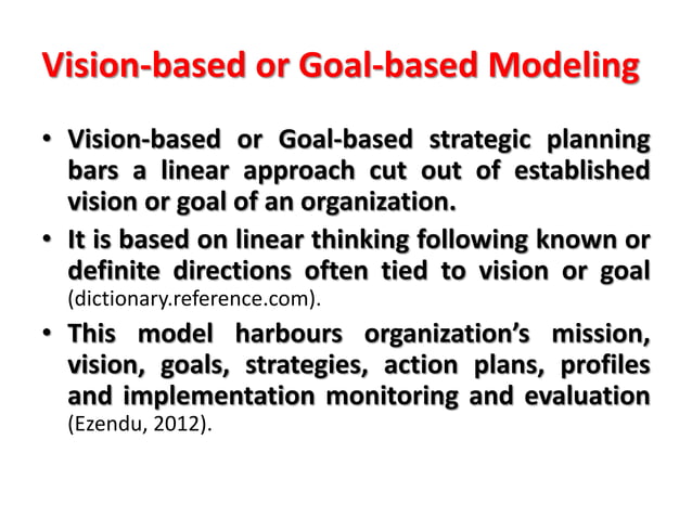 STRATEGIC PLANNING: SETTING VISION, MISSION, OBJECTIVES, GOALS AND CORE ...