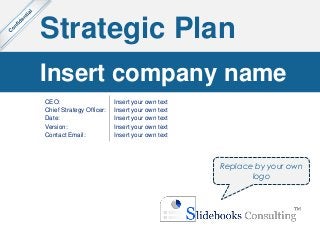 Strategic Plan
CEO:
Chief Strategy Officer:
Date:
Version:
Contact Email:
Insert your own text
Insert your own text
Insert your own text
Insert your own text
Insert your own text
Replace by your own
logo
Insert company name
 