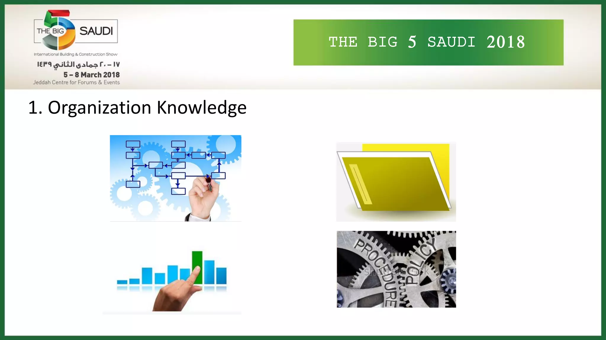 THE BIG 5 SAUDI 2018
1. Organization Knowledge
 