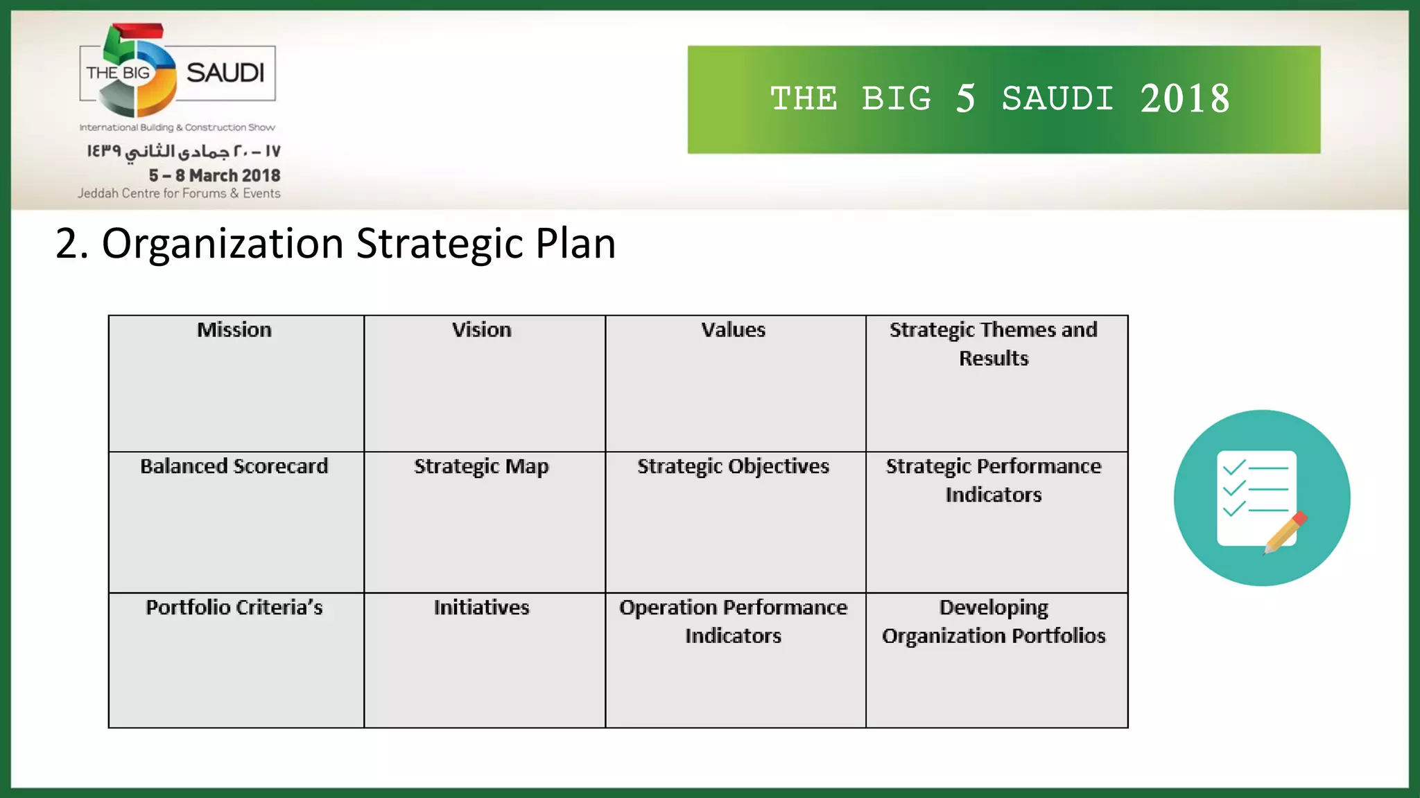 THE BIG 5 SAUDI 2018
2. Organization Strategic Plan
 