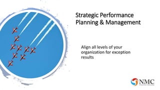 Strategic Performance
Planning & Management
Align all levels of your
organization for exception
results
 
