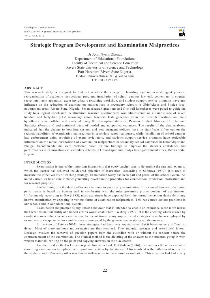 Write an essay on examination malpractice in the tertiary institutions picture