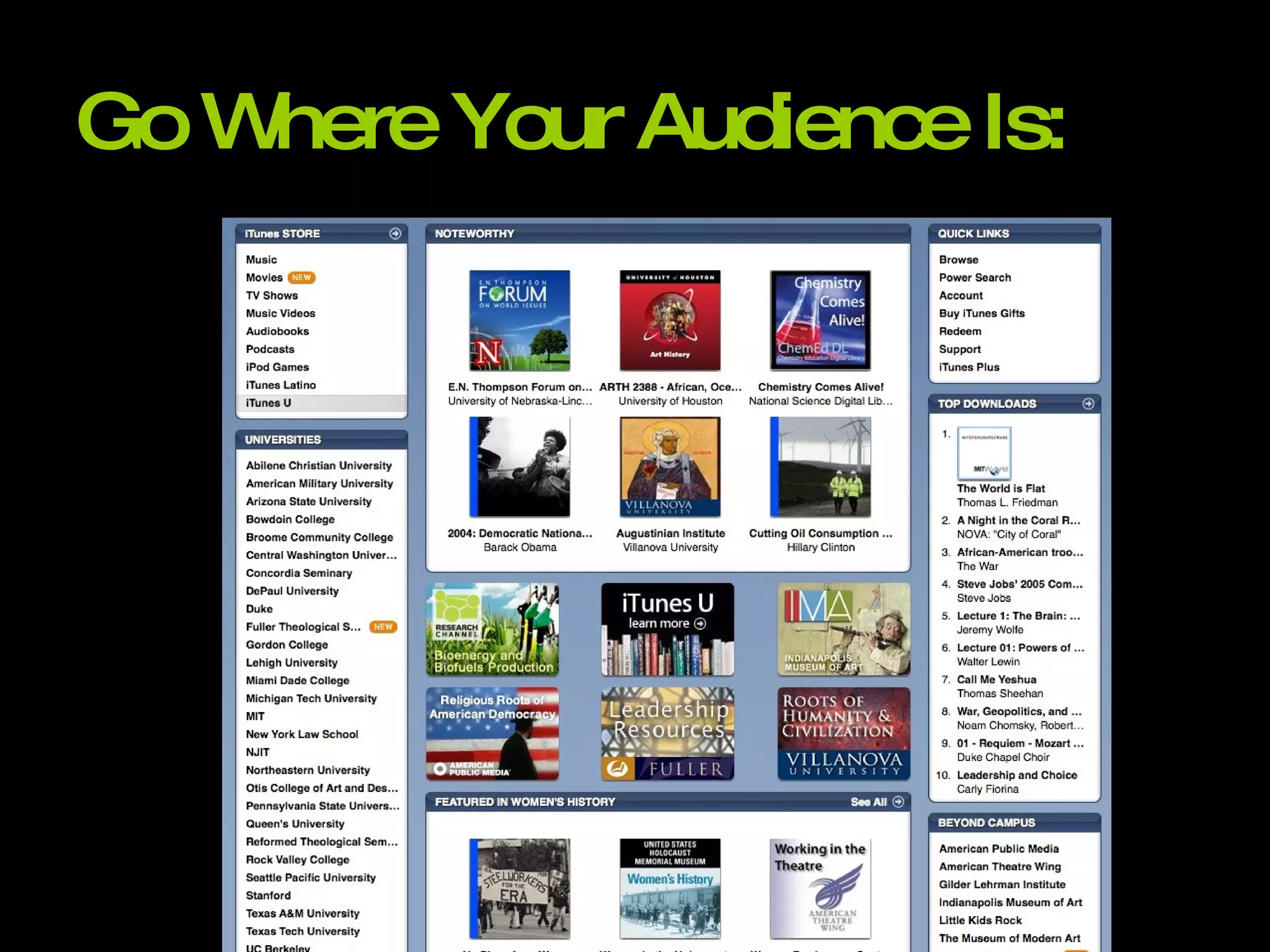 Go Where Your Audience Is:   