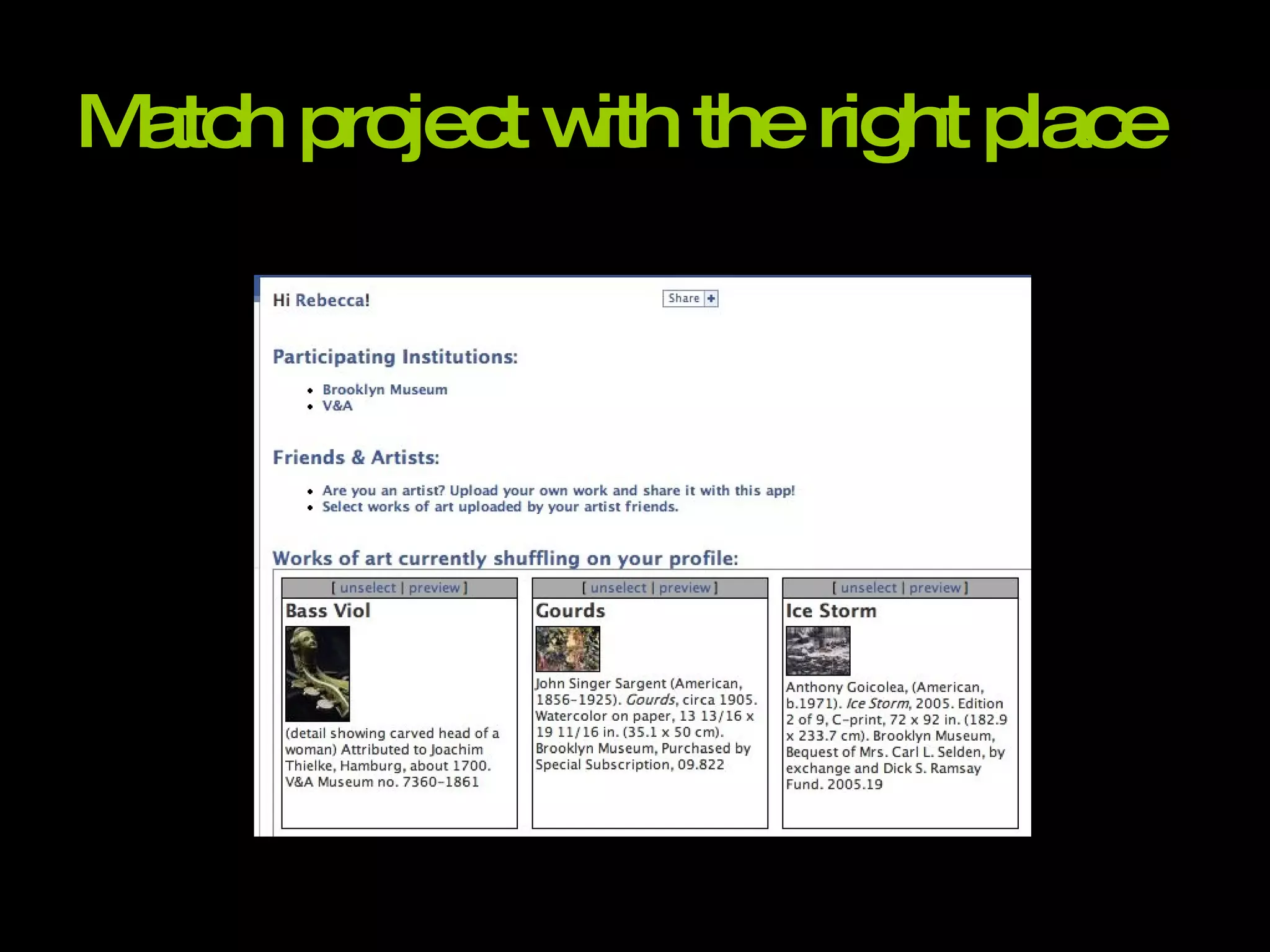 Match project with the right place 