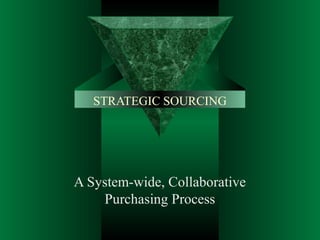 STRATEGIC SOURCING
A System-wide, Collaborative
Purchasing Process
 