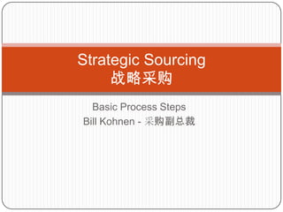 Basic Process Steps
Bill Kohnen - 采购副总裁
Strategic Sourcing
战略采购
 