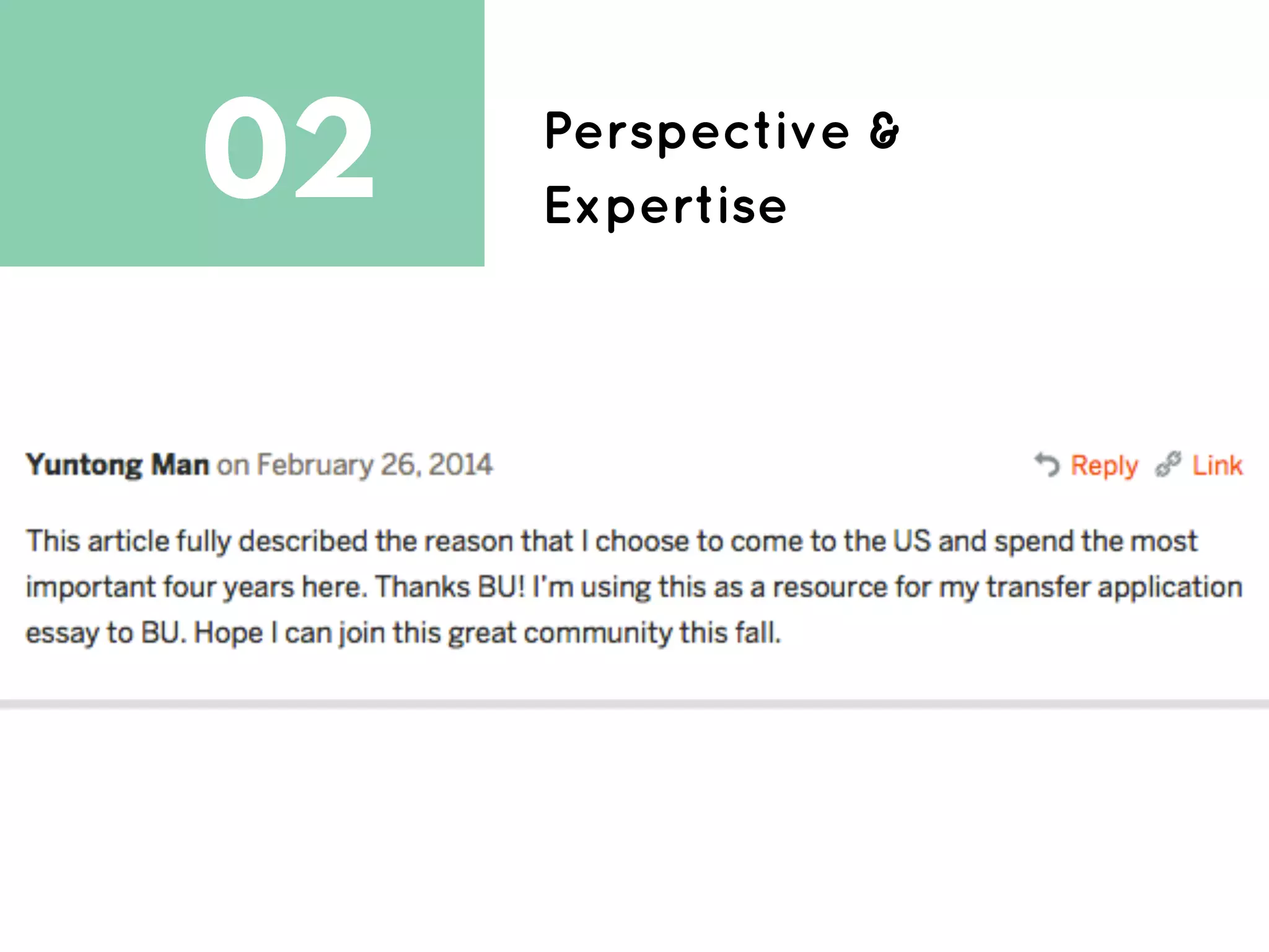 0102
03
Perspective &
Expertise
 