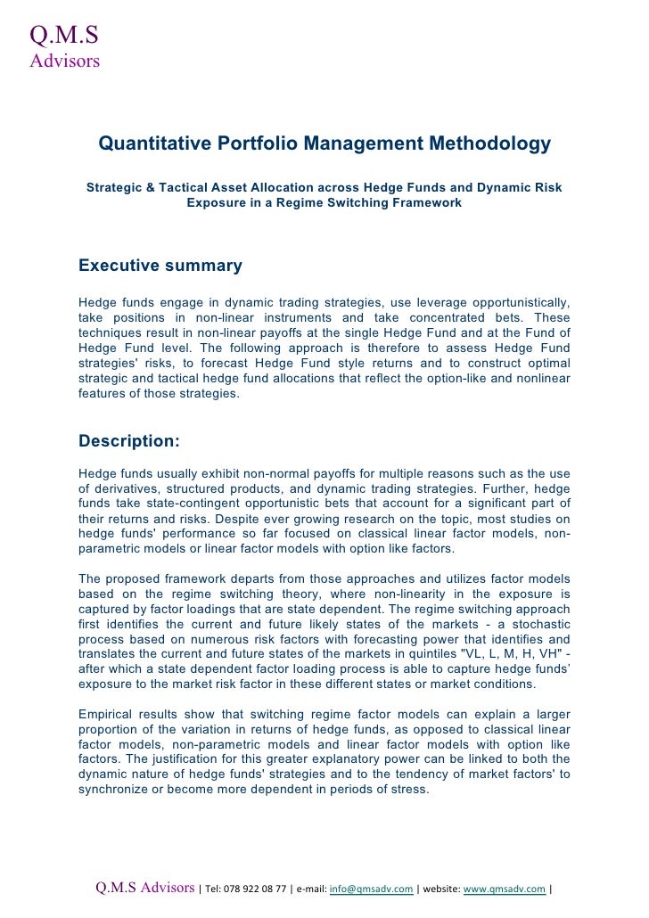 Quantitative Portfolio Management Methodology Strategic & Tactical