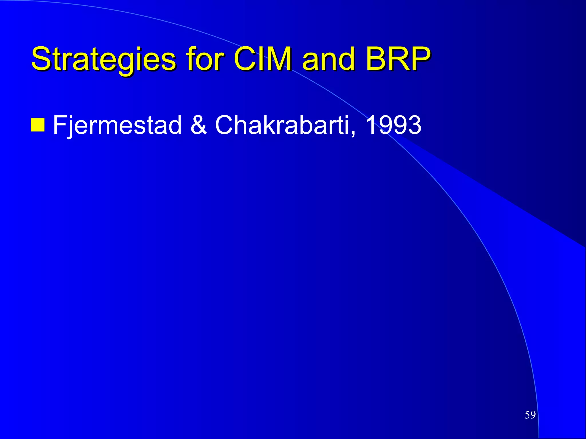 Strategies for CIM and BRP Fjermestad & Chakrabarti, 1993 