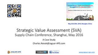 www.jaguar-aps.com
Strategic Value Assessment (SVA)
Supply Chain Conference, Shanghai, May 2016
A Case Study
Charles.Novak@Jaguar-APS.com
 