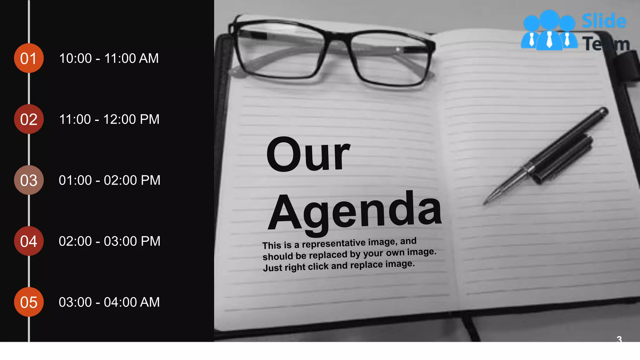 01 10:00 - 11:00 AM
02 11:00 - 12:00 PM
03 01:00 - 02:00 PM
04 02:00 - 03:00 PM
05 03:00 - 04:00 AM
3
 