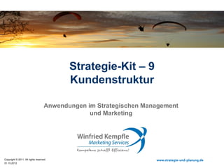 20.08.2015
Copyright © 2015. All rights reserved. www.strategie-und-planung.de
Strategie-Kit – 9
Kundenstruktur
Anwendungen im Strategischen Marketing
 