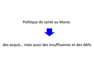 Politique de santé au Maroc
des acquis… mais aussi des insuffisances et des défis
 