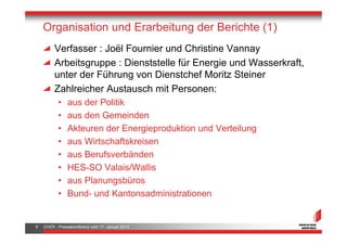 Organisation und Erarbeitung der Berichte (1)
         Verfasser : Joël Fournier und Christine Vannay
         Arbeitsgrup...