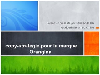 Préaré et présenté par : Aidi Abdellah
                           Keddouri Mohamed Amine




copy-strategie pour la marque
          Orangina
 