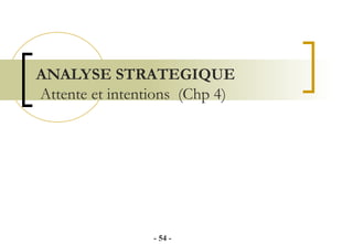 ANALYSE STRATEGIQUE    Attente et intentions  (Chp 4) -   - 
