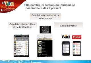 De nombreux acteurs du tourisme se positionnent dès à présent Canal d’information et de valorisation Canal de relation client et de fidélisation Canal de vente 