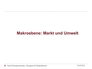 Makroebene: Markt und Umwelt




Social Entrepreneurship - Strategien & Erfolgsfaktoren   23.05.2011
 