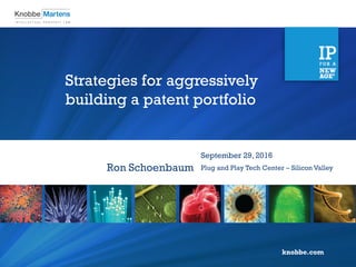 knobbe.com
Strategies for aggressively
building a patent portfolio
Ron Schoenbaum
September 29, 2016
Plug and Play Tech Center – Silicon Valley
 