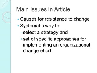 Issue Is A Change Strategies for-change HBR | PPTX