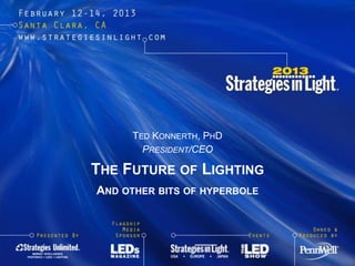 TED KONNERTH, PHD
        PRESIDENT/CEO

THE FUTURE OF LIGHTING
AND OTHER BITS OF HYPERBOLE
 